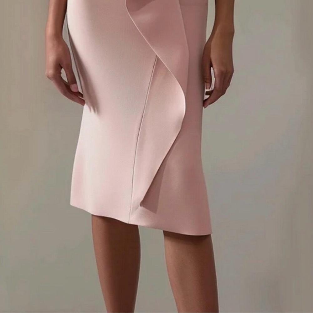 Fehaute Blush Pink Midi Dress with Side Bow Small - Picture 2 of 10